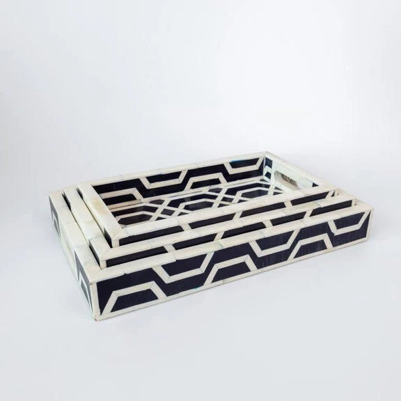Bone Inlay Tray- Handmade Navy Blue Spider Pattern - Image 2 of 4