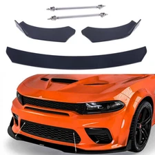 Front Bumper Lip Splitter Chin Spoiler+Strut Rods A For Dodge Charger SRT RT