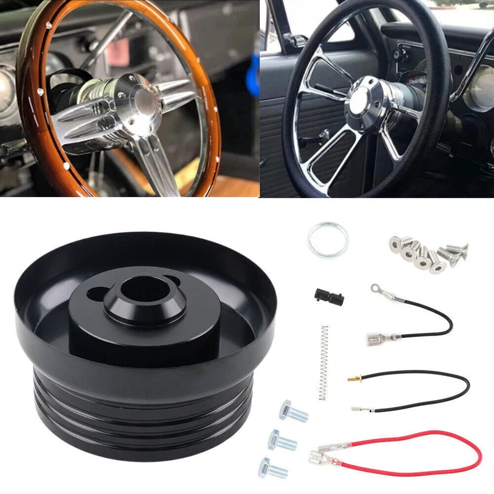 For GM Chevy 5 & 6 Hole Steering Wheel Hub Adapter Flaming River Ididit BlacK Foto 2 de 4