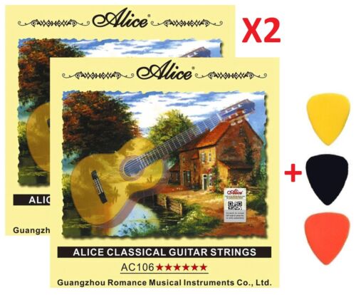 Alice Corde per chitarra classica in nylon 0.72 1.12 due set con plettri