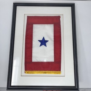 FRAMED Blue Star Service Flag 14.5x19 inches Hanging Banner Military Quality