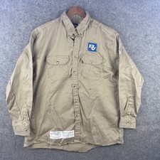 Bulwark FR Button Shirt Mens XL Beige Tan Workwear Flame Resistant CAT 2