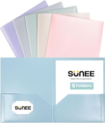 Folders with Pockets (6 Pack, Pastel Colors), Plastic Folder with Pocket, Poly F