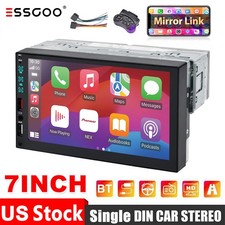 Single 1Din 7" Touch Screen Stereo BT Radio Car Apple/Android Carplay USB AUX FM