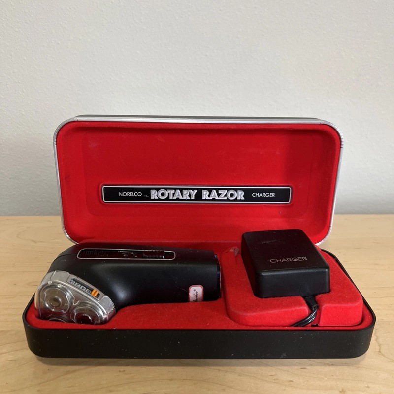 Norelco Rotary Razor Tripleheader  VTG w/ Case and Brush