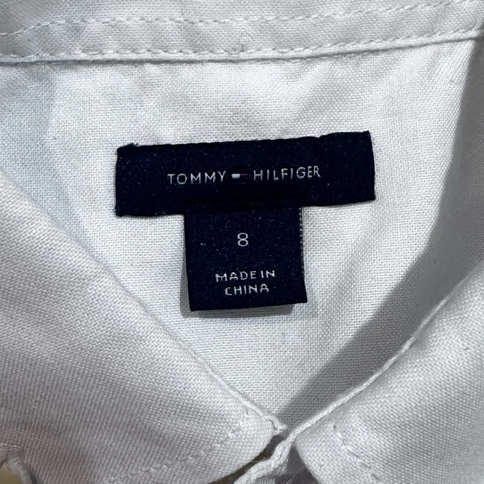 Camisa Tommy Hilfiger manga larga blanca con botones para niños talla 8 Foto 4 de 4