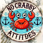 Vintage Crab Round Frameless Tin Metal Signs Home Décor Wall Art 8x8