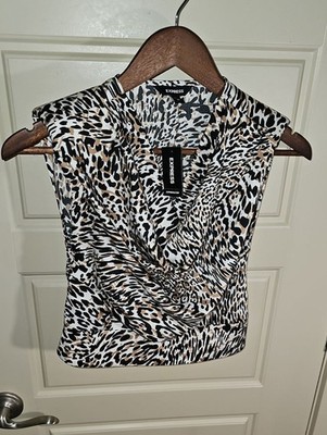 Express Leopard Print Drape Neck Camisole - Black & Tan Size XS. NWT