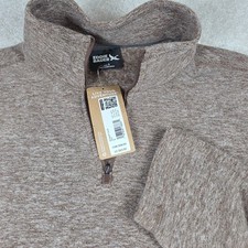 Eddie Bauer Sweatshirt Mens S Beige Fleece Mr Quest 1/4 Zip Mock Neck Hiking NWT