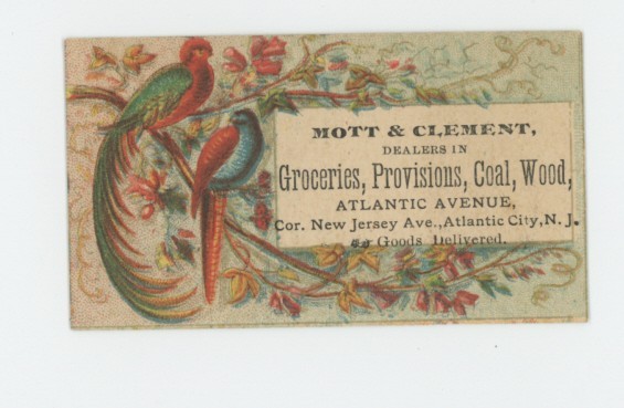 Mr Fancy Cancel Mott & Clement Groceries Coal Wood Vintage Ad Card #2062