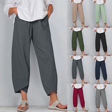 Damen Weites Bein Hose Freizeithose Haremshos...