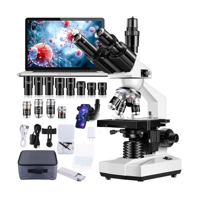 Trinocular Microscope 40X-5000X Magnification Laboratory Grade with Dual Mechani