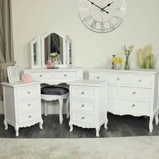 White bedroom furnitue set chest drawers dressing table set pair bedside tables