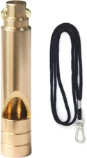 Brass Survival Whistle, 125 dB Loud Emergency Whistle with 1 Pack, Yellow 