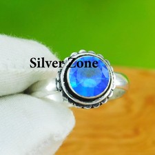 Blue Topaz Gemstone 925 Sterling Silver Handmade Jewelry Ring Size 5 to 13