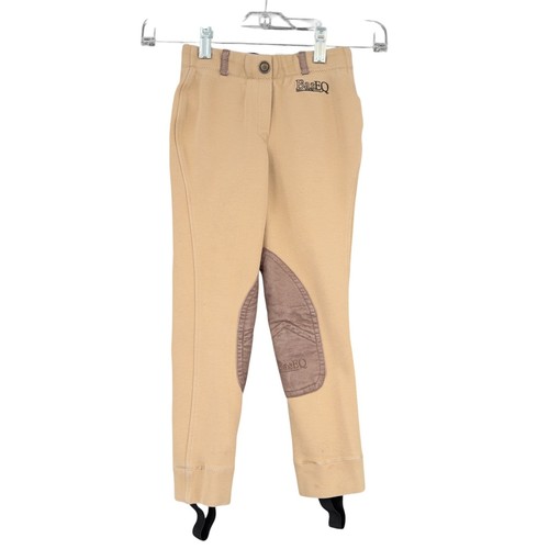 BasEQ Equestrian Riding Breeches Kids Size 06 Tan Chocolate Horse Graphic