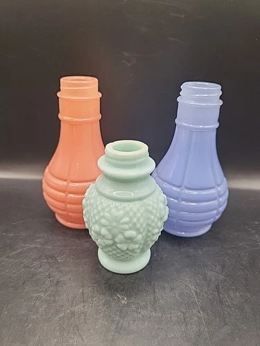 Lot of Three Vintage Milk Glass Salt and Pepper Shakers Hazel Atlas Without Lids