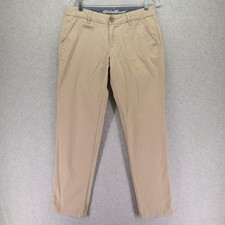 Eddie Bauer Pants Womens 4 Legend Wash Boyfriend Fit Chino Khaki Flat Front Tan