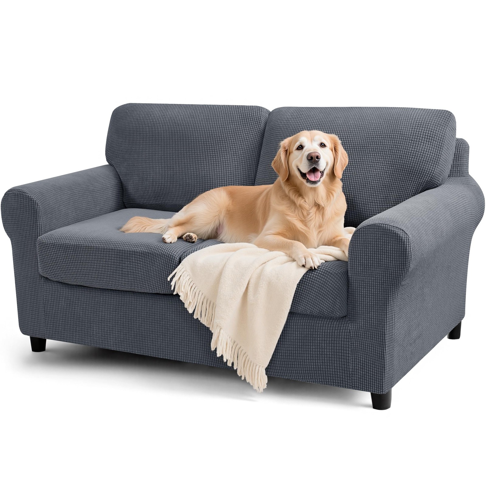 SUBRTEX 5 Piece Stretch Loveseat Slipcover,Couch Cover for 2 Cushion Washable...