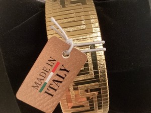 Authentic MIA FIORE 14KT GOLD PLATED BRONZE GREEK KEY PATTERN BRACELET ITALY
