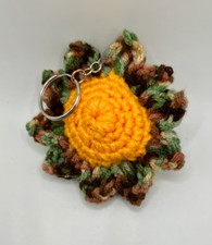 SUNFLOWER KEYCHAIN Camo Sunflower Crocheted Keychain SUNFLOWER