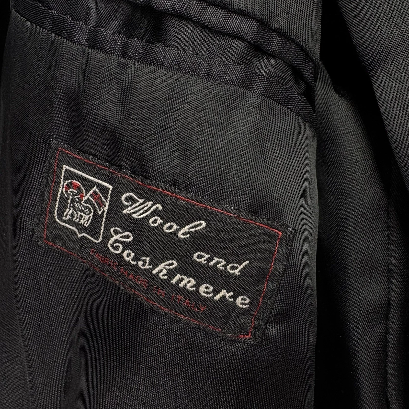 Metropolitan View Bloomingdales Mens 42L Black Wool Cashmere Overcoat Made Italy image 13