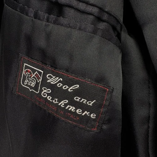 Metropolitan View Bloomingdales Mens 42L Black Wool Cashmere Overcoat Made Italy image 13