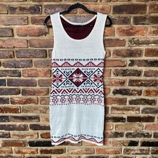 Papaya Beige Burgundy Red Sleeveless Knit Mini Sweater Dress Women's Size large