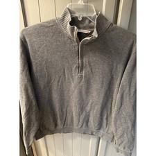 Cutter  Buck Mens Gray Pullover 1/4 Zip Long Sleeve Sweatshirt Top Large