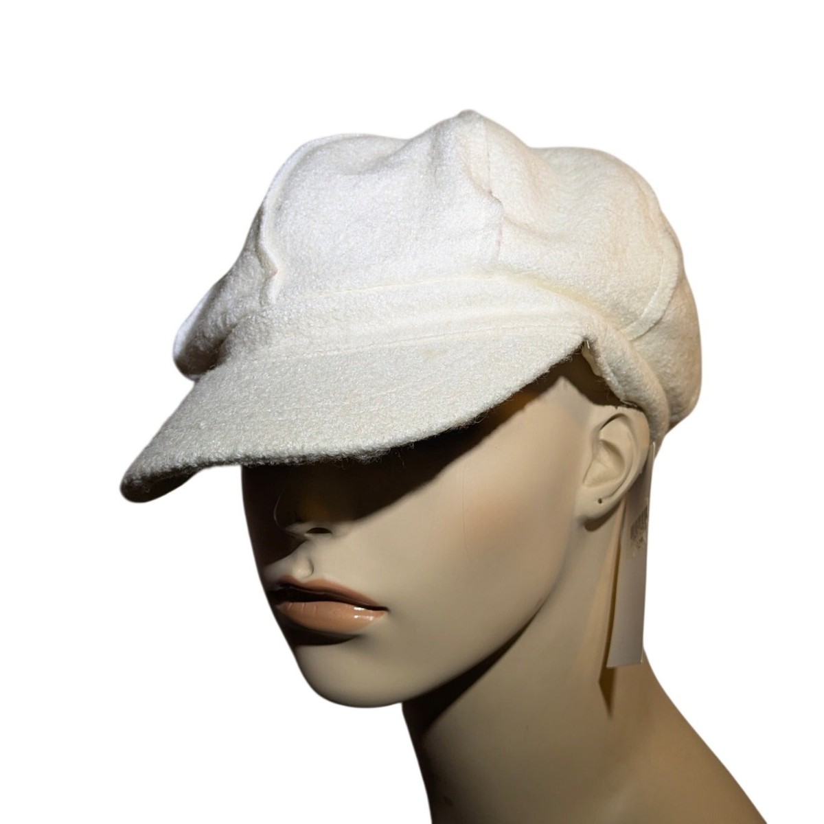 Nine West Ivory Wool Blend Newsboy Cap Baker Boy Hat Winter Chic 