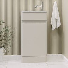 Image of 410mm Beige Freestanding Cloakroom Vanity Unit with Basin - BUN/PEN406BGFS/98562