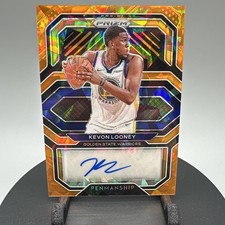Autographed Kevon Looney 2020-21 Prizm Orange Ice Prizms Penmanship SP Card   