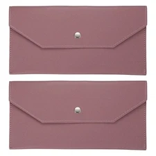 2Pcs PU Leather Envelope Wallet Money for Women Men,Oak