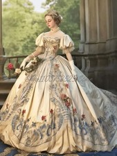 Vintage Rococo Ball Gown Puff Sleeve Floral Embroidered Victorian Dress Custom