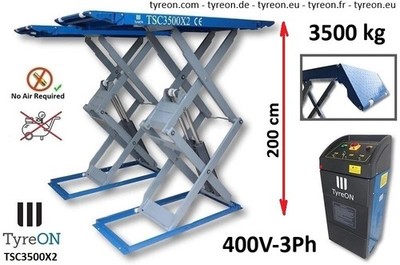 Doppelscheren Hebebühne 3,5t Doppel Scherenhebebühne überflur TSC3500X2 400V-3Ph