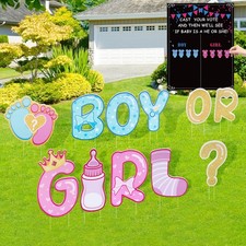 11 PCS Gender Reveal Yard Signs with Stakes Baby Shower Party Decorations