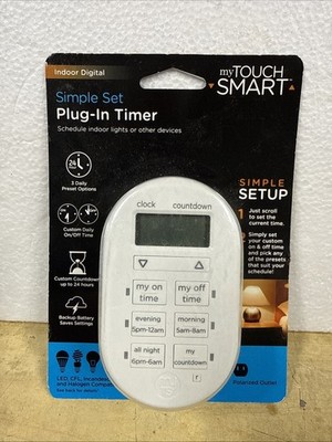 myTOUCH Smart Simple Set Indoor Digital Plug-In Timer  White NEW Model 26892