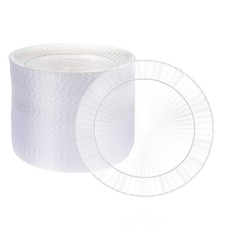 Ilyapa 100 Fancy Clear Plastic Plates, 6 Inch - Premuim Disposable Plastics