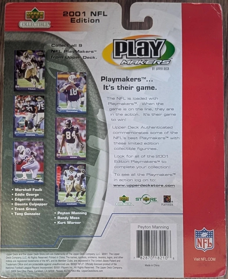 2001 UPPER DECK PLAYMAKERS PEYTON MANNING ERROR FIGURE MOC Foto 3 de 3