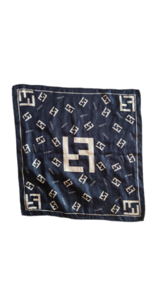 Vintage Authentic Fendi Iconic Logo Monogram Black Silk Square