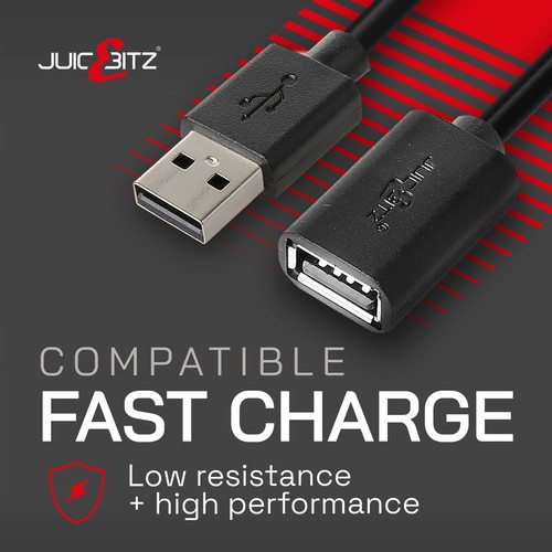 JuicEBitz® USB 2.0 męski na żeński przedłużacz przewód szybkiego ładowania transferu danych - Zdjęcie 17 z 36