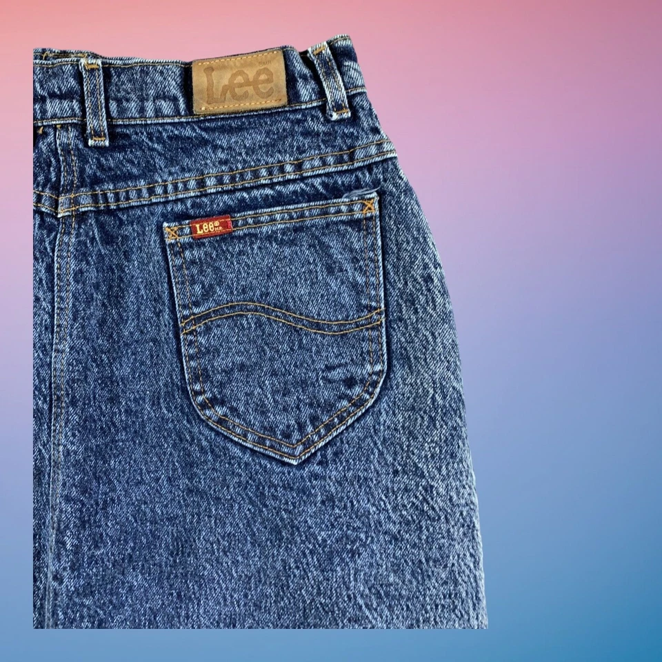 Lee 牛仔裙女式 14 A 字 Midi 5 口袋石洗美国复古 Y2K — 第 4/4 张图片