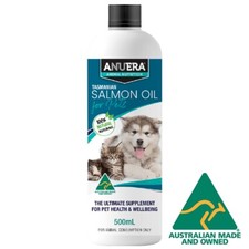 ANUERA Tasmanian Salmon Oil for Dogs 500ml Omega 3 6 9 Itchy Skin Coat Joint