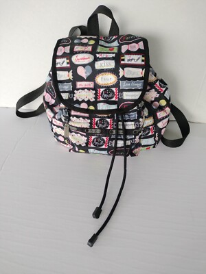 LeSportsac Small Edie Sweet Talk Candy Backpack Black Multi