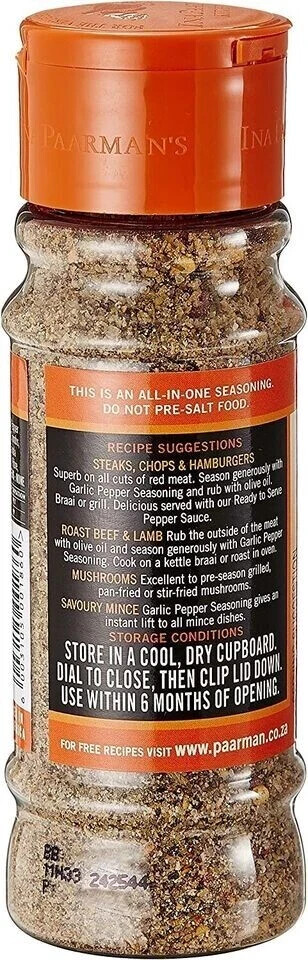 Ina Paarman Garlic Pepper Seasoning 200G Free Shipping World Wide