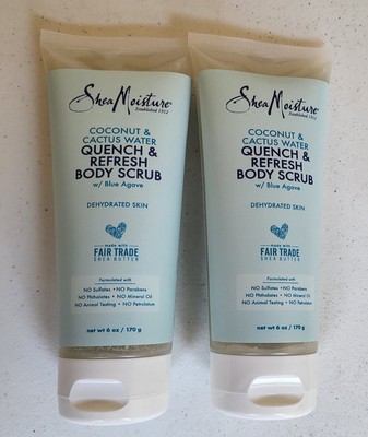 2 Shea Moisture Quench & Refresh Body Scrub -Coconut & Cactus Water w/Blue Agave