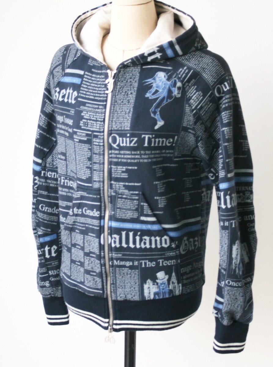 John Galliano Cotton News Paper hoodie Zip up Jacket | eBay