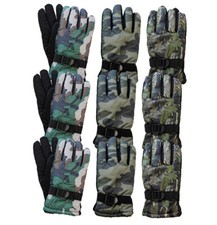 Army Camo Waterproof Fleece Lined Strap Rubberized Grip Gloves Pack Of 12