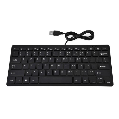 Black 78 Keys Ultra Thin Mini USB Wired Keyboard For Desktop Computer Laptop Set - Picture 19 of 22