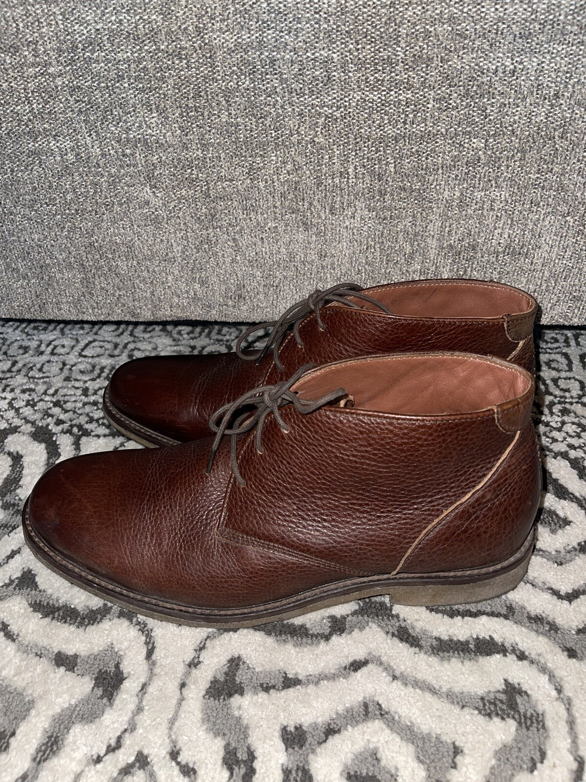 SAOLA Scarpe da uomo Johnston Murphy pelle di pecora in pelle di ciottoli taglia 12 M marroni con lacci